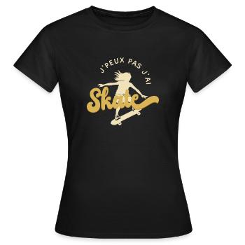 Je Peux Pas J'ai Skate Style Américain Skateuse - T-shirt Femme - noir - Devant - AI Model Female 172 dark (172cm)