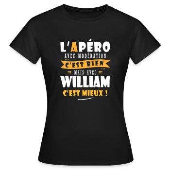 William Cadeau Humour personnalisé William - T-shirt Femme - noir - Devant - AI Model Female 172 dark (172cm)