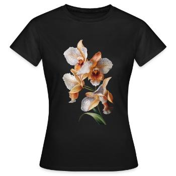Orchidee - Frauen T-Shirt - Schwarz - Vorne - AI Model Female 172 dark (172cm)