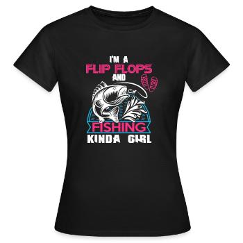 Ich bin ein Flip Flop und Fischer Mädchen - Frauen T-Shirt - Schwarz - Vorne - AI Model Female 172 dark (172cm)