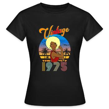 Anniversaire 1975 vintage blonde Femme Afro - T-shirt Femme - noir - Devant - AI Model Female 172 dark (172cm)