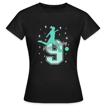 9. Geburtstag Fussball Fussballspielerin - Frauen T-Shirt - Schwarz - Vorne - AI Model Female 172 dark (172cm)