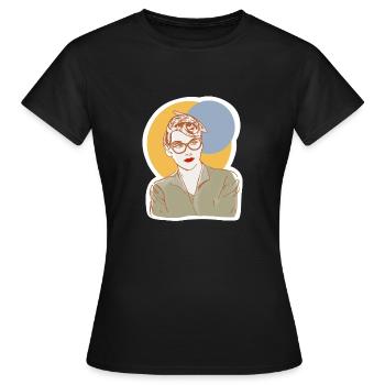 Frau Grafik Vintage Brille 50s Design - Frauen T-Shirt - Schwarz - Vorne - AI Model Female 172 dark (172cm)