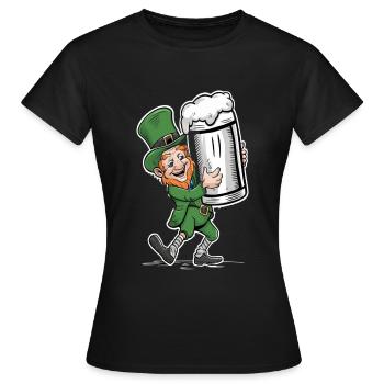 Lutin amateur de bière (lutin irlandais) - T-shirt Femme - noir - Devant - AI Model Female 172 dark (172cm)