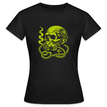 Whimsical Skull with Gas Mask - Women's T-Shirt - black - Front - AI Model Female 172 dark (172cm)