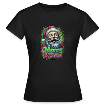 Merry Xmas Funny Santa - Women's T-Shirt - black - Front - AI Model Female 172 dark (172cm)