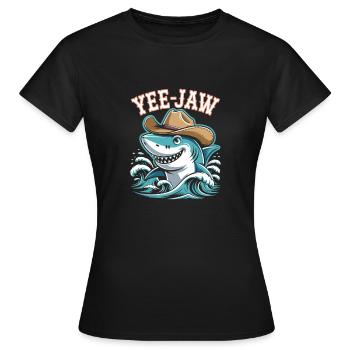 Yee mâchoire drôle cow-boy requin - T-shirt Femme - noir - Devant - AI Model Female 172 dark (172cm)