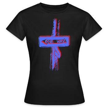 One way 3 dimensions panels - Women's T-Shirt - black - Front - AI Model Female 172 dark (172cm)
