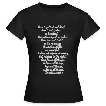 corinthiens 13: 4-7 - T-shirt Femme - noir - Devant - AI Model Female 172 dark (172cm)