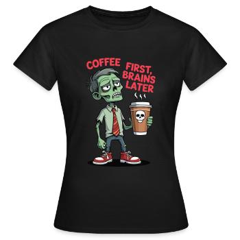 Zombie Coffee Addict Design - Frauen T-Shirt - Schwarz - Vorne - AI Model Female 172 dark (172cm)