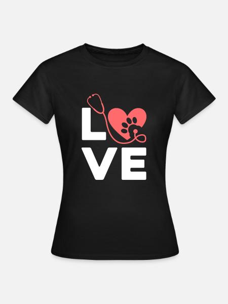 LOVE - Tierarzt - Frauen T-Shirt - Schwarz