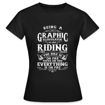 Illustrator Gestalter Künstlerin - Frauen T-Shirt - Schwarz - Vorne - AI Model Female 172 dark (172cm)