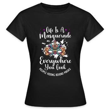 Verkleidung Kostümfest Mardi Gras Fremder - Frauen T-Shirt - Schwarz - Vorne - AI Model Female 172 dark (172cm)