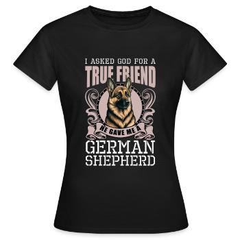 Schäferhund Haustier Diensthund - Frauen T-Shirt - Schwarz - Vorne - AI Model Female 172 dark (172cm)