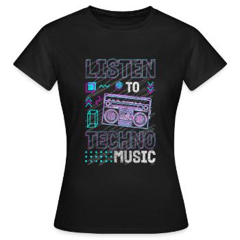 Techno Electro Musique Dubstep Edm - T-shirt Femme - noir - Devant - AI Model Female 172 dark (172cm)