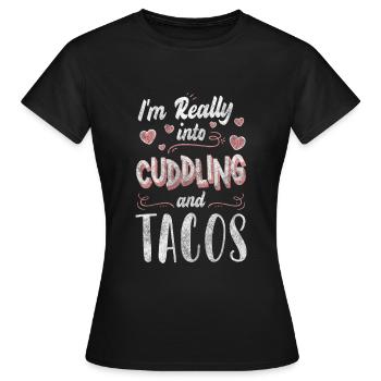 Partenaire relationnel Tendresse câline - T-shirt Femme - noir - Devant - AI Model Female 172 dark (172cm)