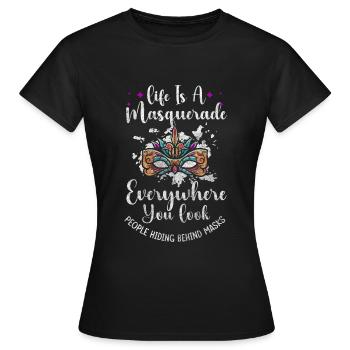 Party Kostüm - Frauen T-Shirt - Schwarz - Vorne - AI Model Female 172 dark (172cm)