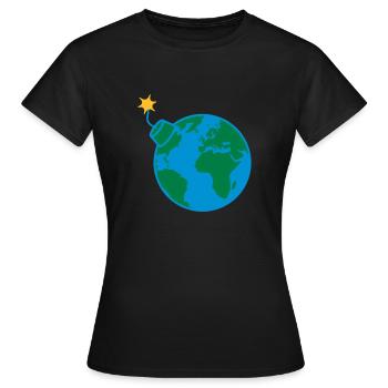 Earth globe planet world round globe circle text - Women's T-Shirt - black - Front - AI Model Female 172 dark (172cm)