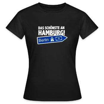 BERLIN DAS SCHÖNSTE AN HAMBURG - Frauen T-Shirt - Schwarz - Vorne - AI Model Female 172 dark (172cm)