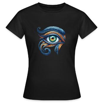 Calamaya - Auge des Horus - Udjat-Auge - Frauen T-Shirt - Schwarz - Vorne - AI Model Female 172 dark (172cm)