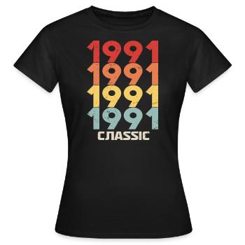 1991 Anniversaire dans le style vintage classique 1991 - T-shirt Femme - noir - Devant - AI Model Female 172 dark (172cm)
