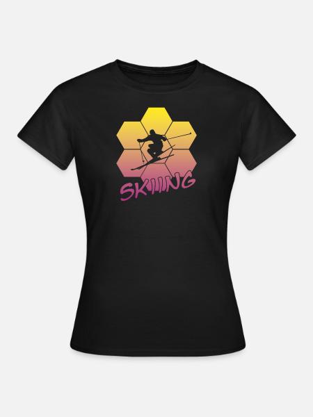 Skifahren, Skiing, Ski - Frauen T-Shirt - Schwarz