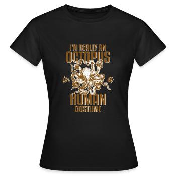 Costume de poulpe poulpe - T-shirt Femme - noir - Devant - AI Model Female 172 dark (172cm)