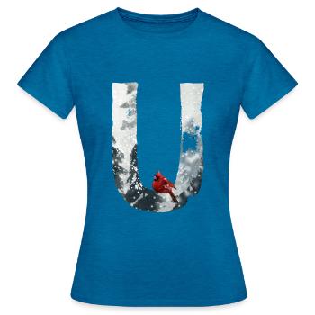 U – caractère décoratif – hiver - T-shirt Femme - bleu saphir antique chiné - Devant - AI Model Female 172 dark (172cm)
