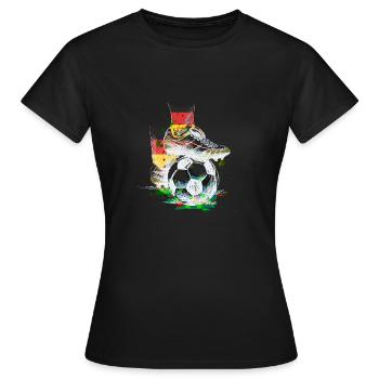 Football Allemagne Chaussures de football - T-shirt Femme - noir - Devant - AI Model Female 172 dark (172cm)