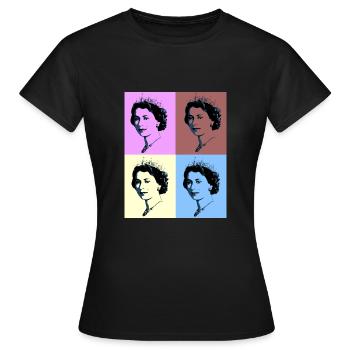 Elizabeth II portrait quatre - cadeau - t-shirt - T-shirt Femme - noir - Devant - AI Model Female 172 dark (172cm)