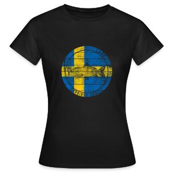 Carpe Pêche Poisson Suède - T-shirt Femme - noir - Devant - AI Model Female 172 dark (172cm)
