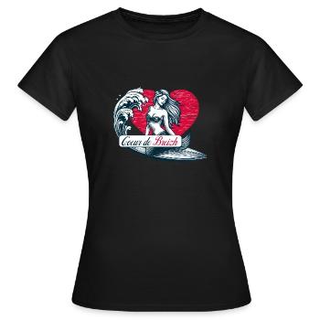Meerjungfrau der Fackel Surferherz von Breizh - Frauen T-Shirt - Schwarz - Vorne - AI Model Female 172 dark (172cm)