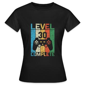 30e anniversaire du joueur niveau 30 terminé Vintage - T-shirt Femme - noir - Devant - AI Model Female 172 dark (172cm)