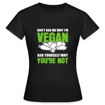 Pourquoi suis-je vegan Vegan Activist Gift - T-shirt Femme - noir - Devant - AI Model Female 172 dark (172cm)