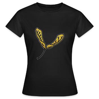 Ahorn Blatt Propeller Frucht Ahornbaum Flügel - Frauen T-Shirt - Schwarz - Vorne - AI Model Female 172 dark (172cm)