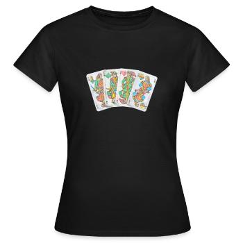 Schafkopf Schafkopfen bayerisches Blatt 4 Ober - Frauen T-Shirt - Schwarz - Vorne - AI Model Female 172 dark (172cm)
