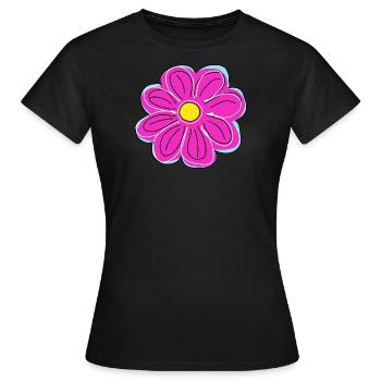 Blume gezeichnet - nur eine grosse Blüte - Frauen T-Shirt - Schwarz - Vorne - AI Model Female 172 dark (172cm)