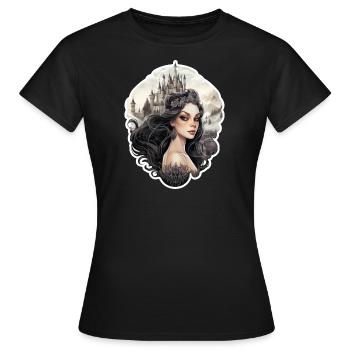 Goth Girl Gothic Prinzessin Mystisch Schloss - Frauen T-Shirt - Schwarz - Vorne - AI Model Female 172 dark (172cm)
