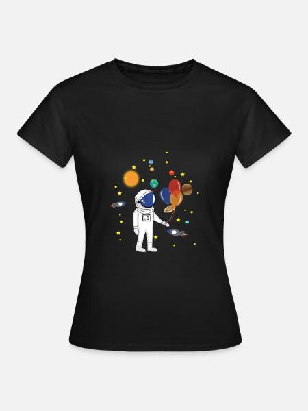 Astronaut und Weltraum - Frauen T-Shirt - Schwarz