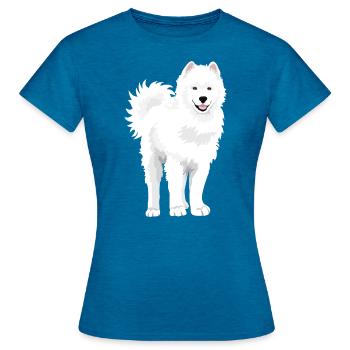 Cute snow white Samoyed dog - Women's T-Shirt - antique blue sapphire heather - Front - AI Model Female 172 dark (172cm)