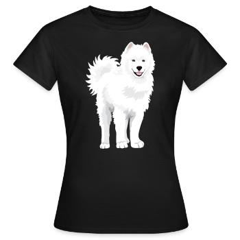 Cute snow white Samoyed dog - Women's T-Shirt - black - Front - AI Model Female 172 dark (172cm)