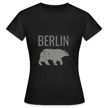 Berlin mit dem Bären Bär wie Berlin Spruch - Frauen T-Shirt - Schwarz - Vorne - AI Model Female 172 dark (172cm)