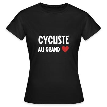 cycliste au grand cœur - T-shirt Femme - noir - Devant - AI Model Female 172 dark (172cm)