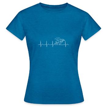 Mushroom Collector Heartbeat Collecting Mushrooms EKG Love - Women's T-Shirt - antique blue sapphire heather - Front - AI Model Female 172 dark (172cm)
