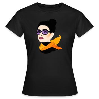 Enchanting beauty with a waving scarf - Women's T-Shirt - black - Front - AI Model Female 172 dark (172cm)