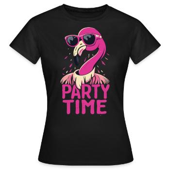 Flamingo Party Time - Plaisir, plumes et célébrations - T-shirt Femme - noir - Devant - AI Model Female 172 dark (172cm)