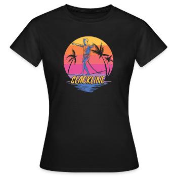 Slackline Slackline Vintage pour Slackliner - T-shirt Femme - noir - Devant - AI Model Female 172 dark (172cm)