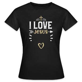I Love Jesus - Jesus - Frauen T-Shirt - Schwarz - Vorne - AI Model Female 172 dark (172cm)