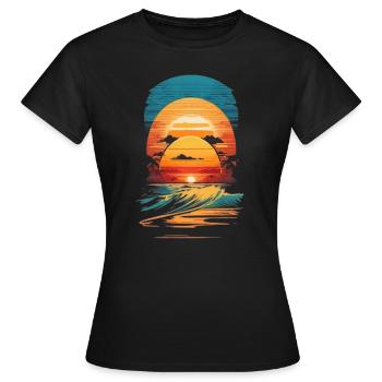 retro sunset waves - T-shirt Femme - noir - Devant - AI Model Female 172 dark (172cm)