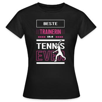 Beste Tennis Trainerin Tennistrainerin Tennisspiel - Frauen T-Shirt - Schwarz - Vorne - AI Model Female 172 dark (172cm)